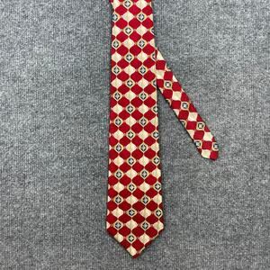 Corbin Tie 4" X 58.5" Red White Geometric Allover 100% Silk USA Made